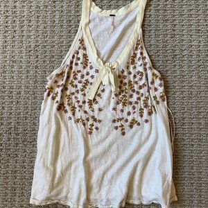 Free People Flower White Shirt